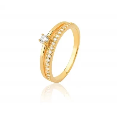 Conjunto 2pçs, 01 Aparador de Alianças + 01 Anel Solitário 1.5mm / Banhado em ouro 18k