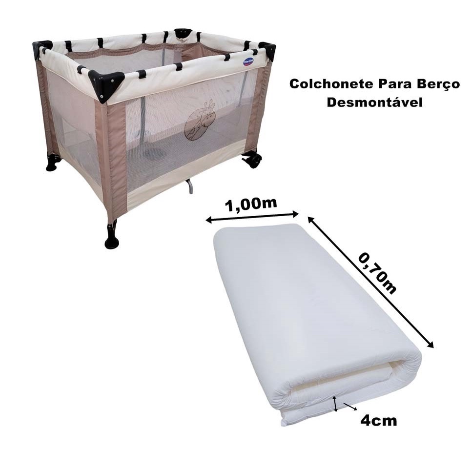 Colchonete Infantil Para Berço Desmontável Cercado Chiquerinho Dobravel 100X70x4