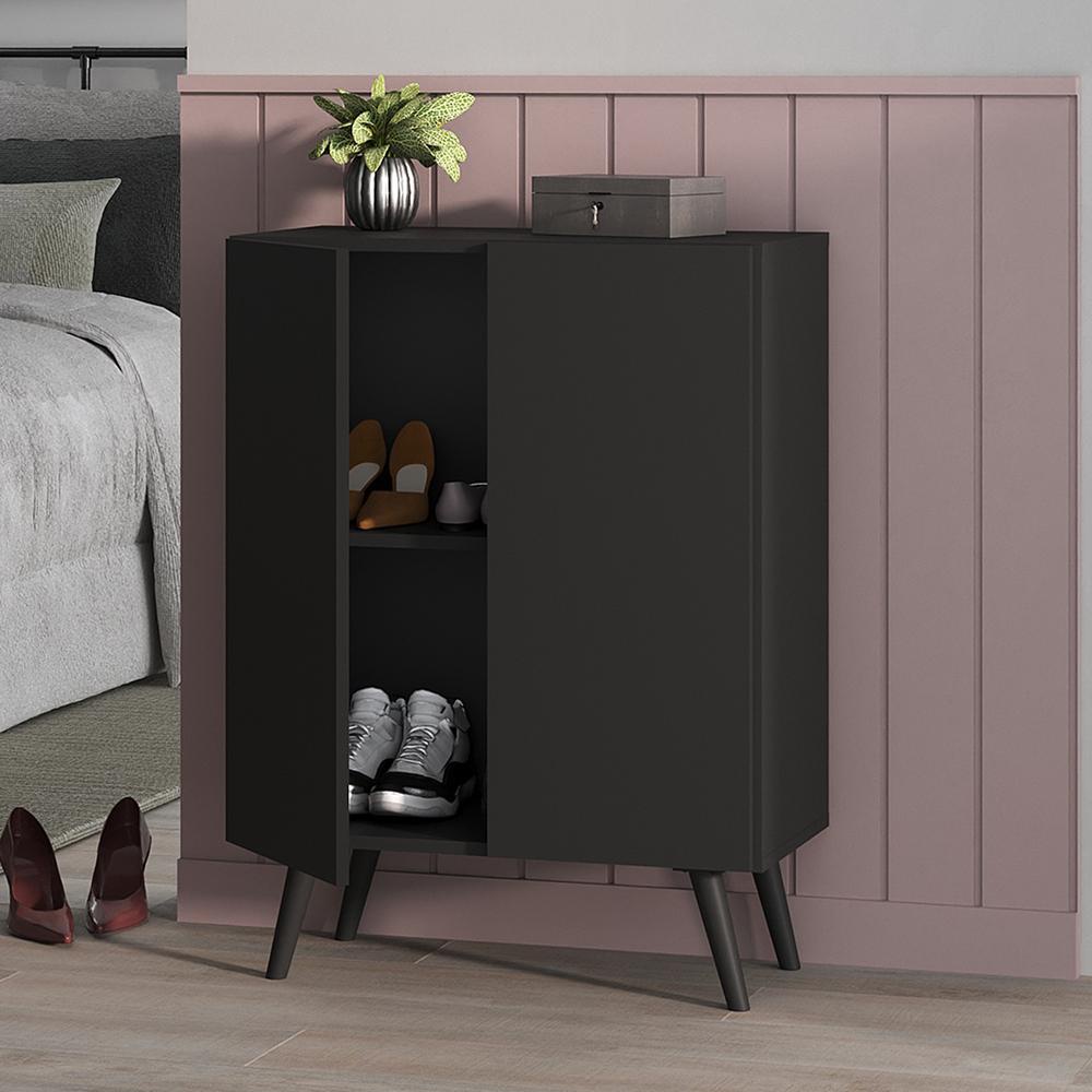Sapateira 2 Portas Retrô Nina Multimóveis Preta em Oferta na Shopee