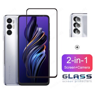 Tecno Pova 3 Filme De Vidro Temperado Para 2 Camon 19 Pro 5G 18 Premier 18P 17 17P 16 Centelha 7 7T 2 Em 1 Protetor De Tela De Cobertura Total Lente De Câmera