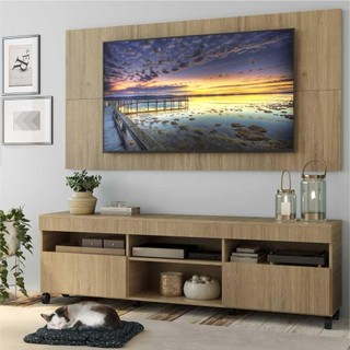 Rack com Painel TV 65" Londres Multimóveis com Rodízios e 2 portas Rustic em Oferta na Shopee