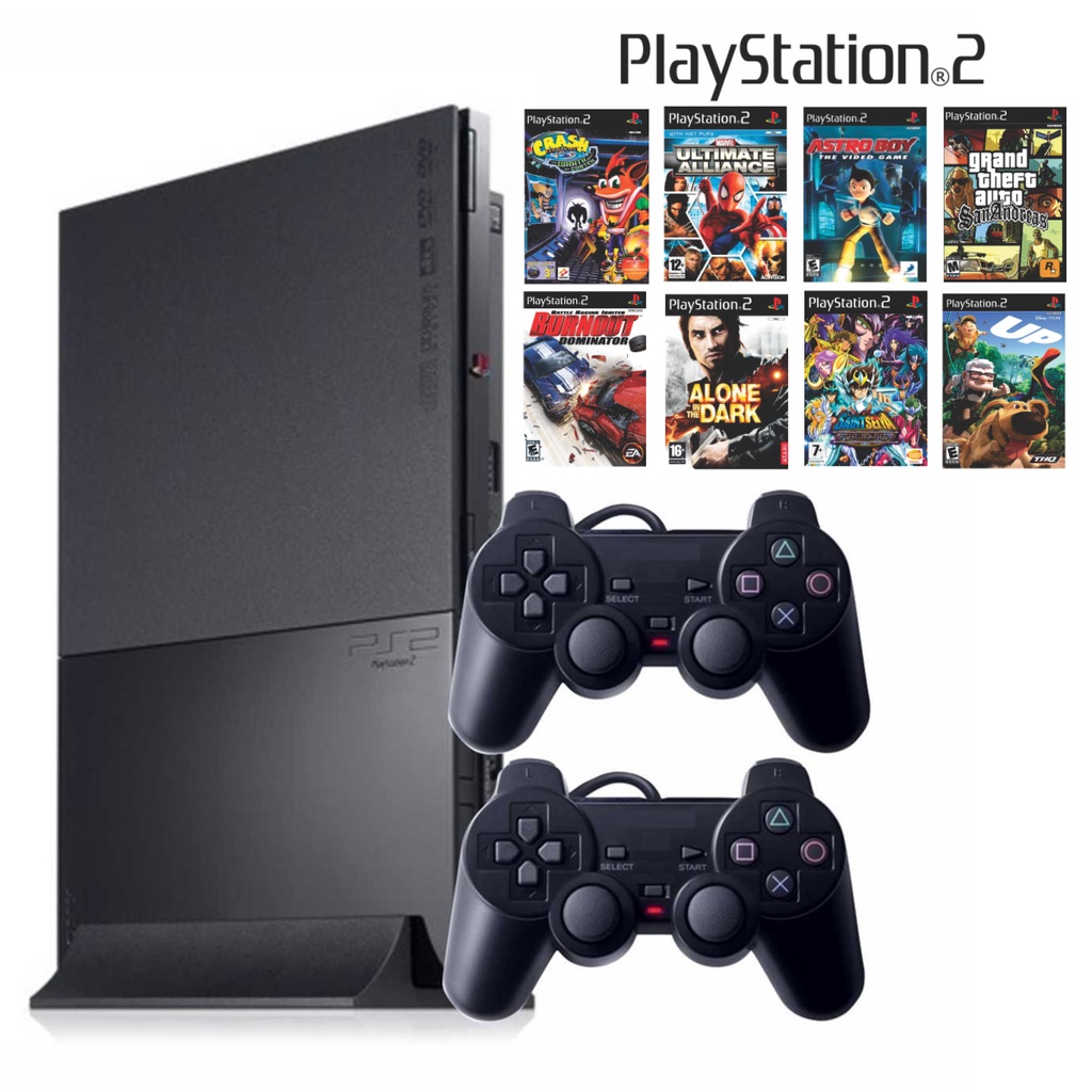 Playstation 2 Completo Na Promoção Ps2+ 02 Controles+ 5 Jogos+ Garantia