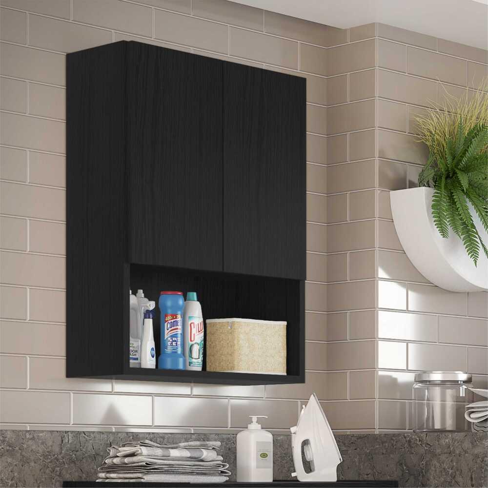 Armário de Banheiro/Lavanderia com 02 Portas Multimóveis Preto em Oferta na Shopee