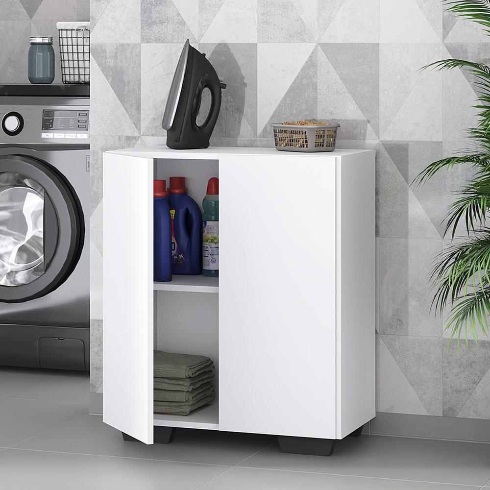Armário Lavanderia com 2 Portas Multimóveis MP5023 Branco/Preto em Oferta na Shopee