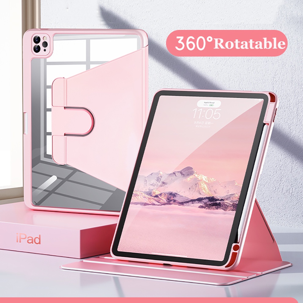360 ° Capa Giratória Para iPad 9.7 2018 2017 5a 6a Geração 10a 10,9 " 2022 9th 10.2 8th 7th Pro 1 2022 10.5 Air 5 4 2 1 Mini 6 Estojo Transparente Folio De Couro Com Suporte Lápis