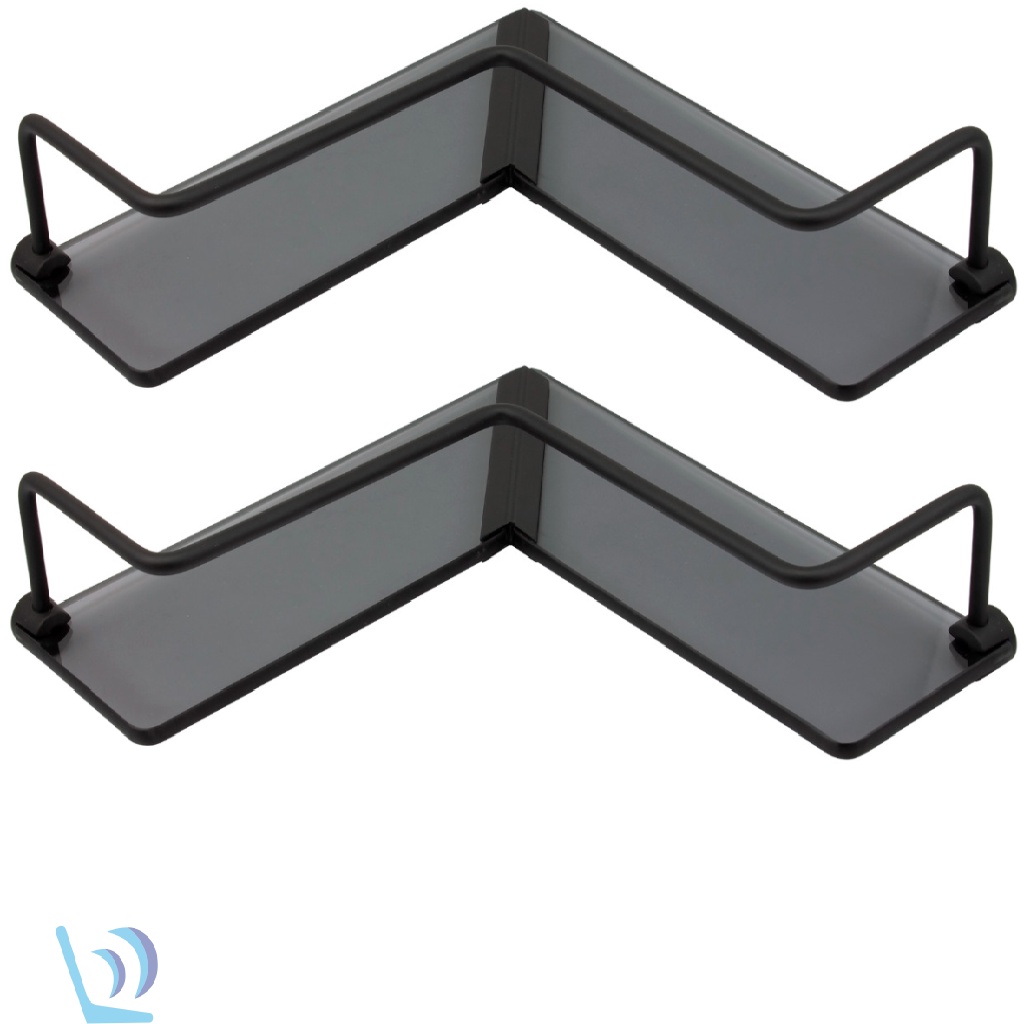 Kit 2 Porta Shampoo Preto Fosco Canto Em L Vidro Fume em Oferta na Shopee