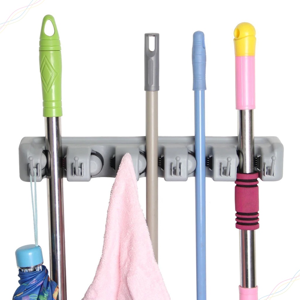 Suporte de esfregão e vassoura, organizador de vassoura montado na parede para o seu armário com espaço limitado comporta esfregões, vassouras, p