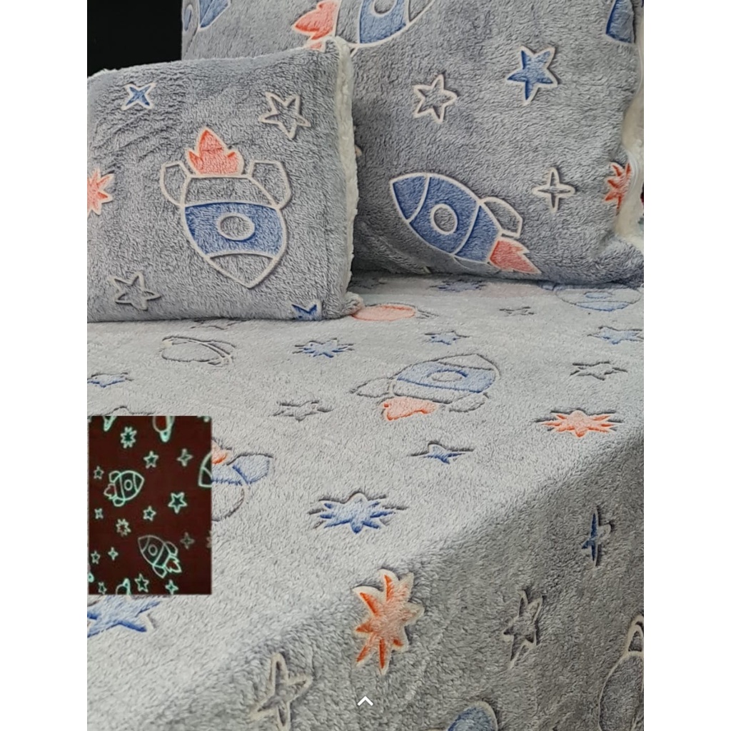 Cobertor Solteiro Que Brilha No Escuro Kit 4 Peças 1,80 X 2m em Oferta na Shopee