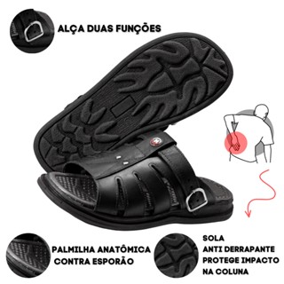 Sandália Chinelo Anti Stress Masculino Couro Legítimo