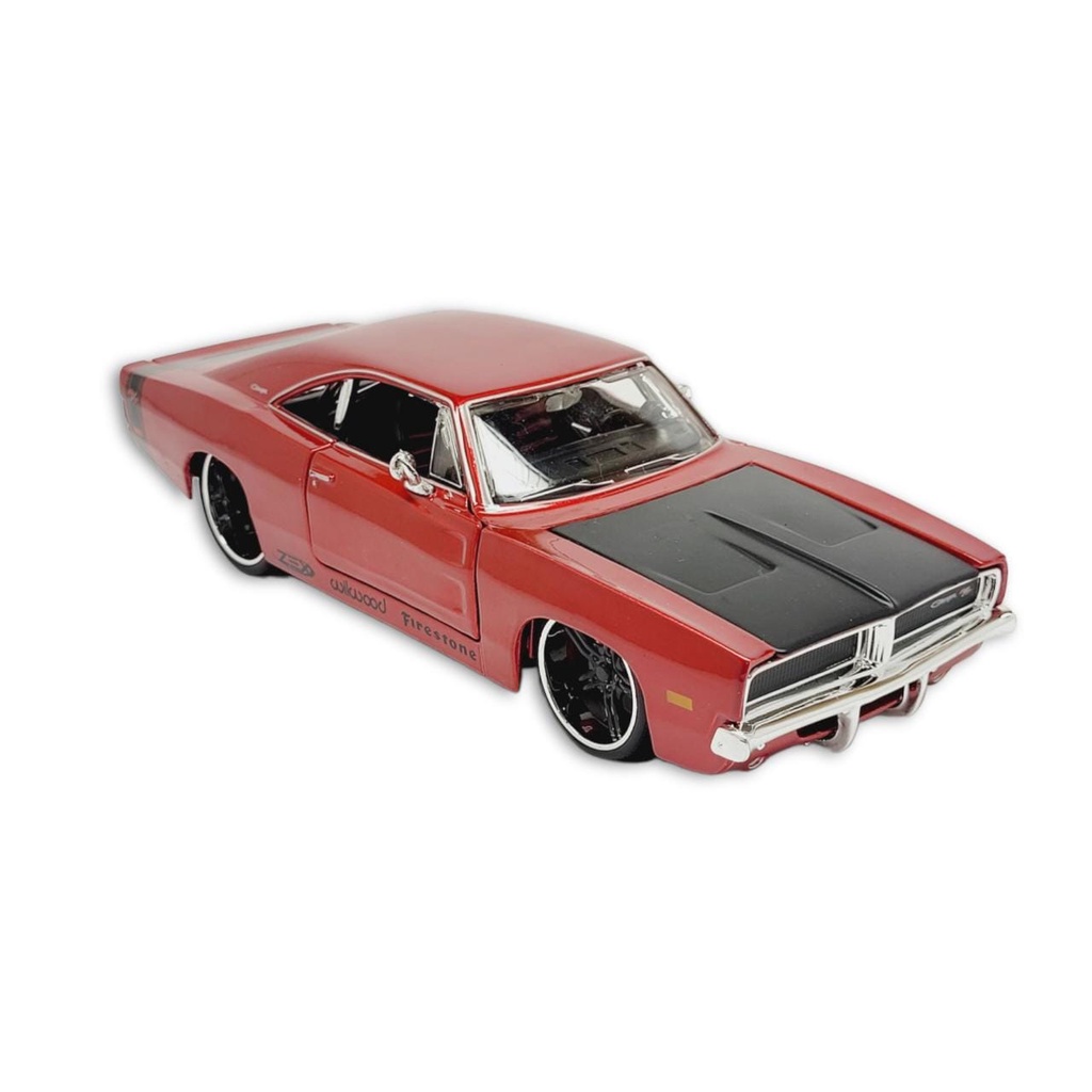 Miniature Dodge Charger R/T 1969 - 1/18 Hot Wheels - Bleu Métal - Réf. 21358 - Occasion