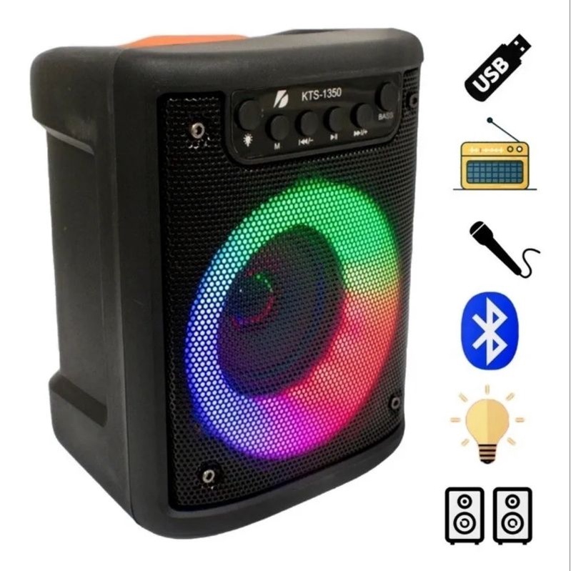 Caixa de som bluetooth kts1350 led igual jbl auto falante 3 polegadas