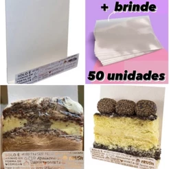 50 embalagem forma bolo slice Cake Idéia 11x12 cm com celofane + celofane