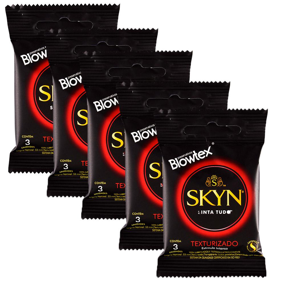 Kit 5 Pacotes Preservativo SKYN Texturizado C/ 3 Unidades Cada em Oferta na Shopee