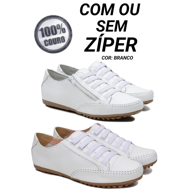 Tênis Sapatênis Feminino Mocassim em Couro