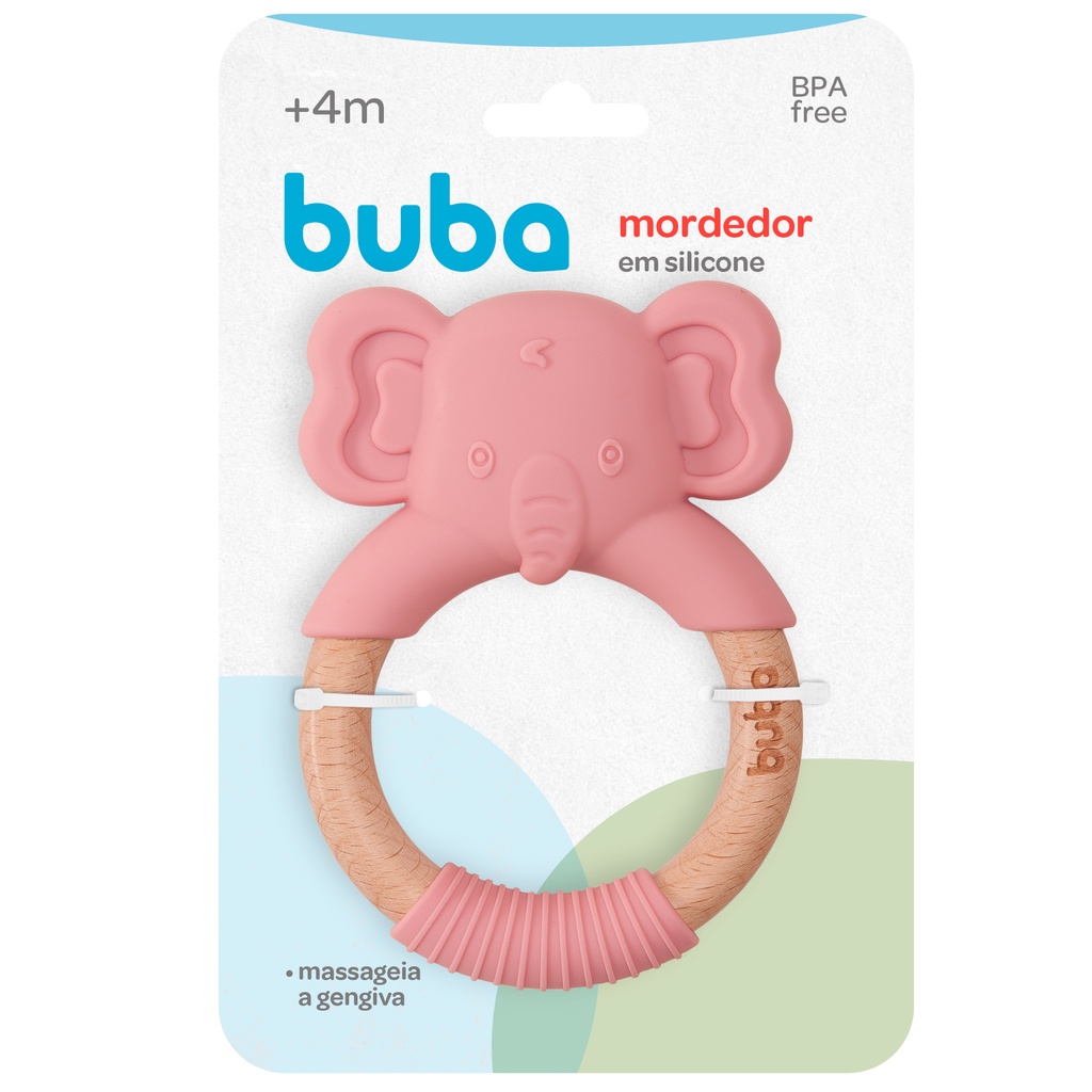 Mordedor Elefante Em Silicone Rosa Livre BPA 15652 - Buba em Oferta na Shopee