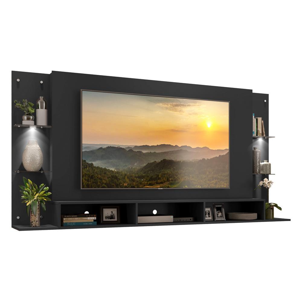 Painel com Suporte TV 65" e 2 Leds Vegas Premium Multimóveis Preto - Home & Living