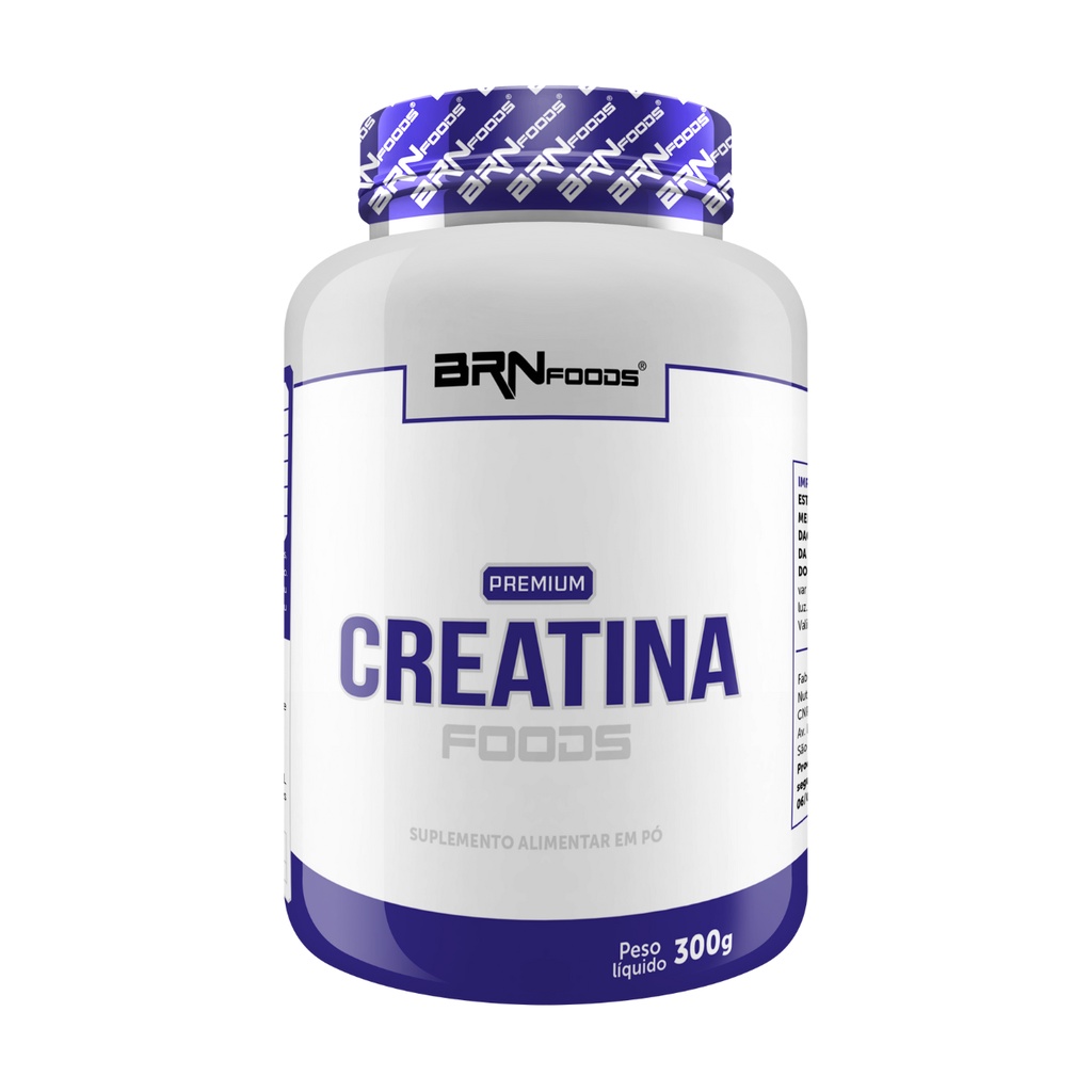 Creatina Premium Foods 100g e 300g - BRN FOODS Suplemento para aumento de força e hidratação muscular