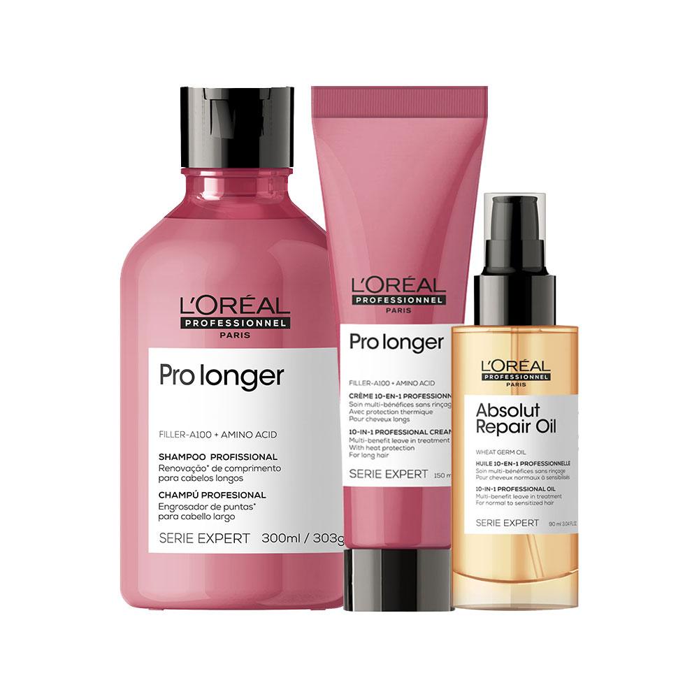 Kit L'Oréal Professionnel Serie Expert Pro Longer - Shampoo e Leave-in e Óleo - Beauty