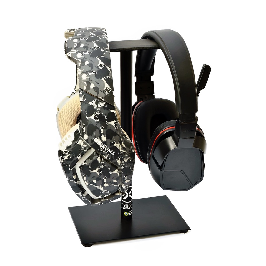 Suporte Fone De Ouvido Headset Duplo Para Mesa IB009BK