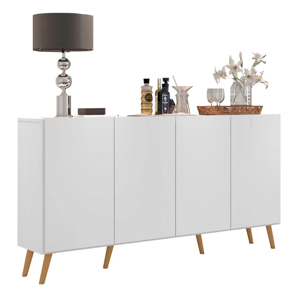Aparador Buffet Retrô Multimóveis Veneza 4 Portas FG3556 Branco/Natural em Oferta na Shopee