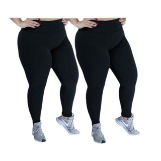 Kit 2 Calça Legging Cós Alto Plus Size Academia