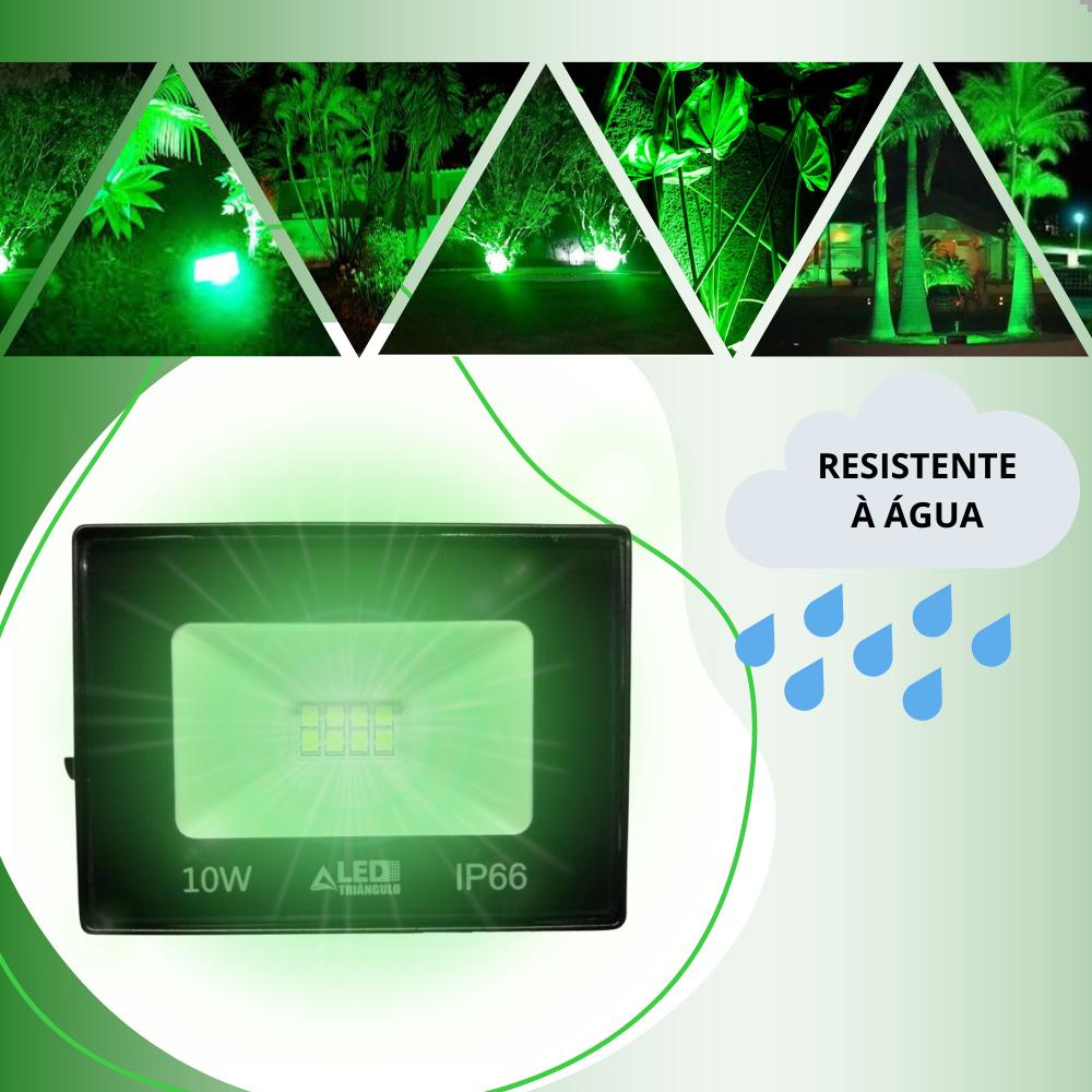 Refletor Externo Holofote Verde 10w LED Bivolt Prova D'agua