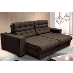 Sofá Retrátil e Reclinável 2,50m Suede New California Marrom Café