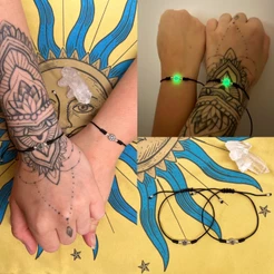 Kit Pulseira Lua e Estrela Melhores Amigas BFF - Casal Namoro Brilha No Escuro Você Me Completa
