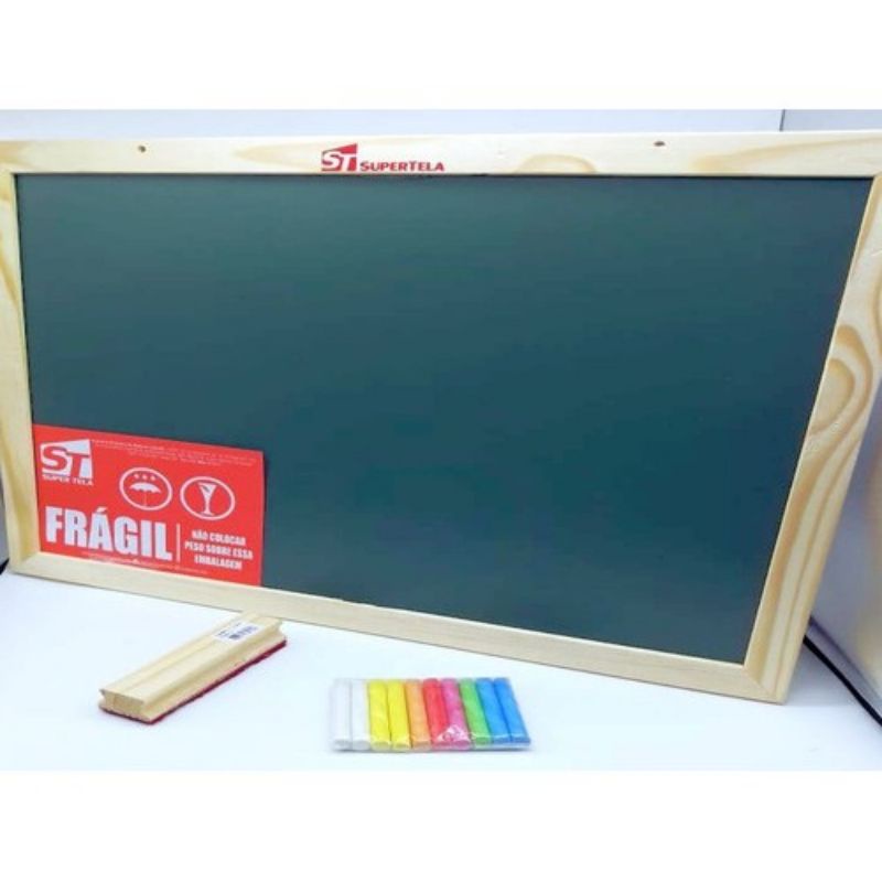 Lousa quadro escolar 70x50 com giz e apagador