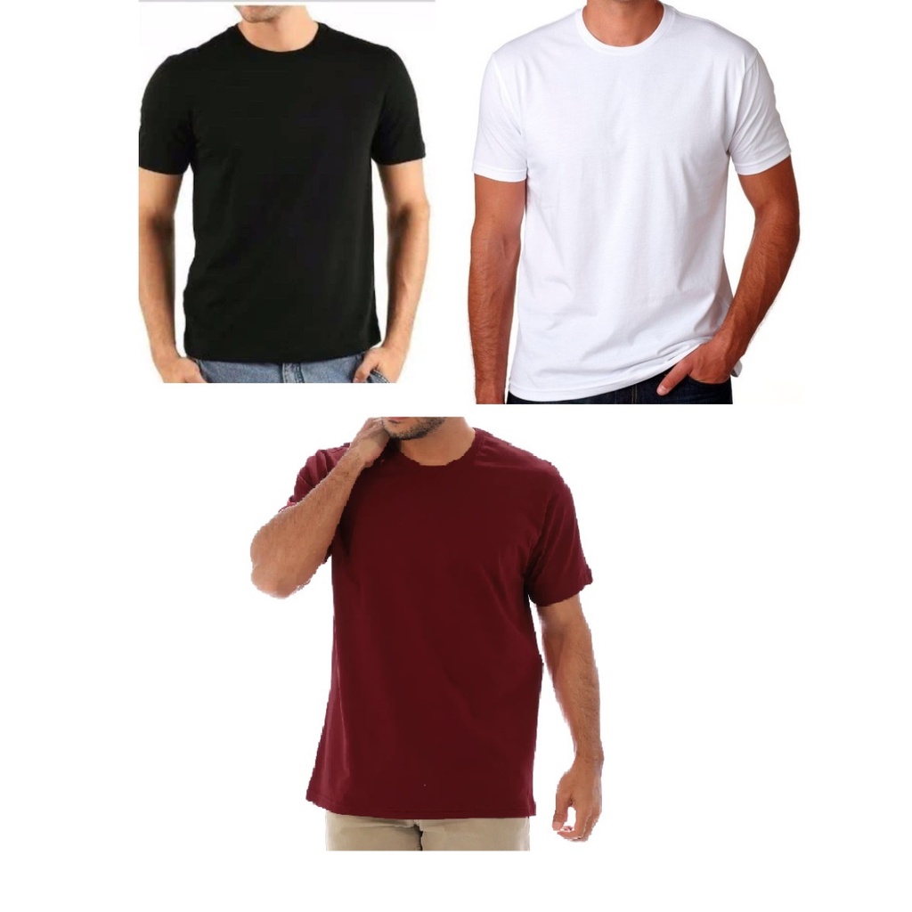 Kit Camisetas Masculina Academia Corrida Lisa B Sica Algod O Fio Penteado Branca Preta