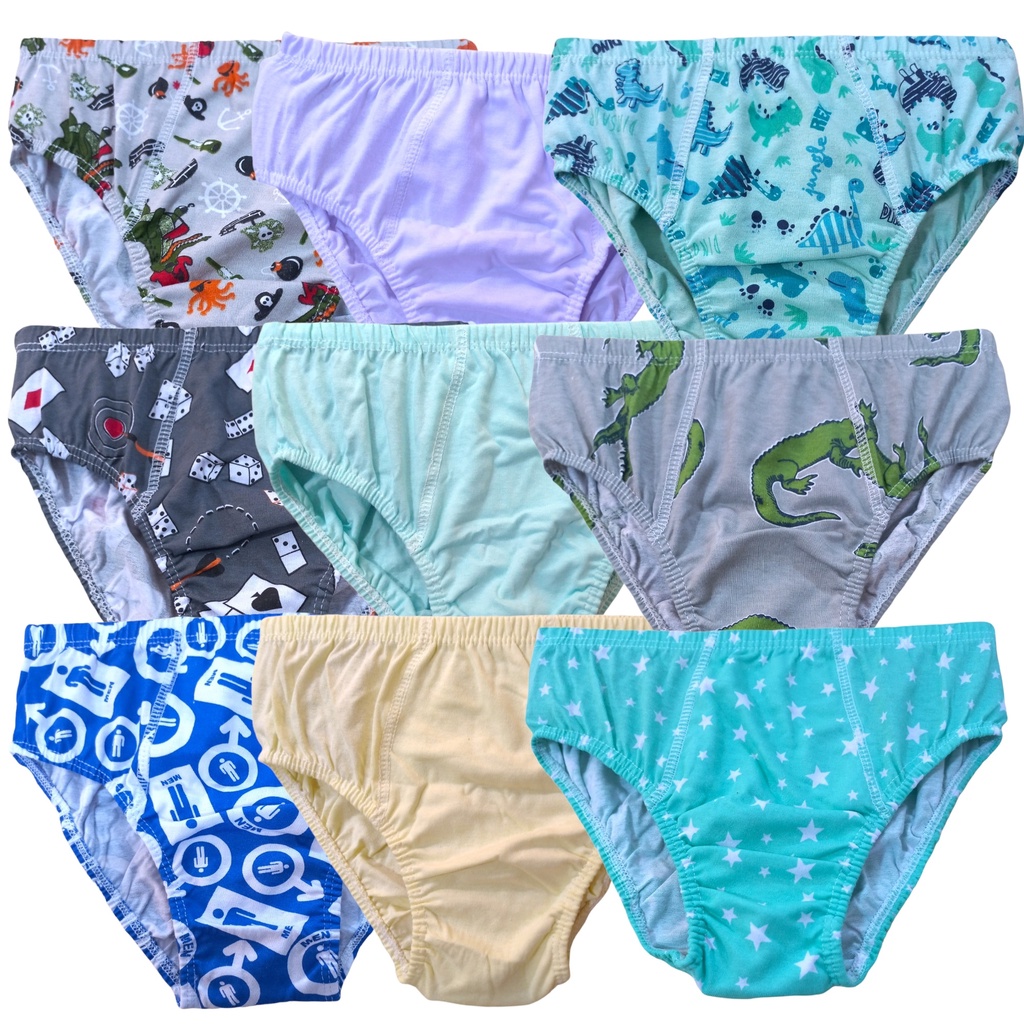 Kit 9 Cuecas infantil Slip Menino 100% Algodão Criança Tampinha Kids Conforto Qualidade