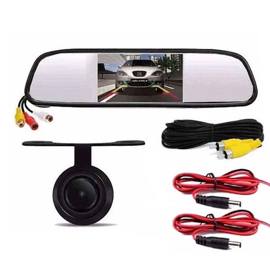 Kit Espelho Retrovisor Monitor Lcd 4.3 + Camera De Ré Hd