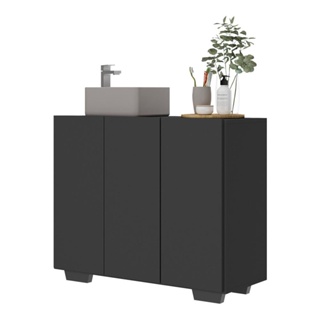 Gabinete Banheiro 3 Portas 90cm Multimóveis MP5031 Preto em Oferta na Shopee