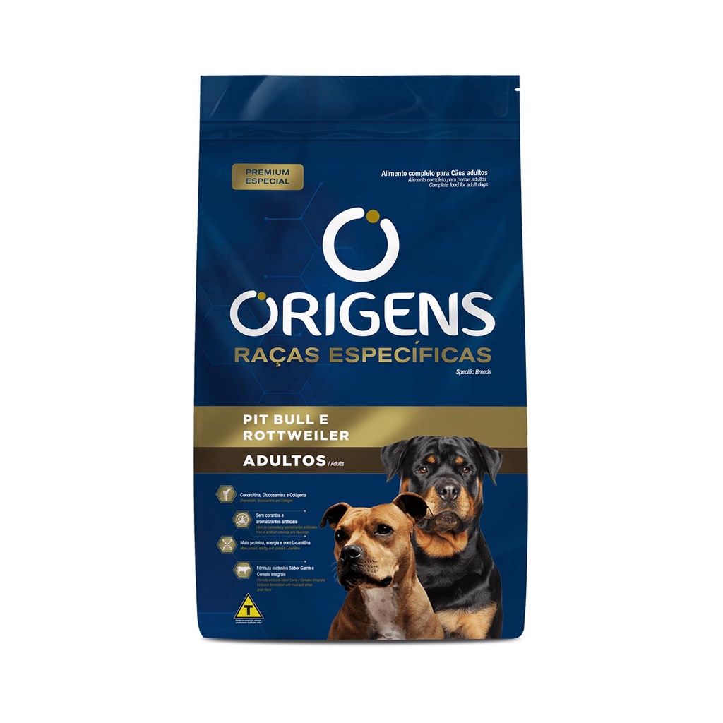 Ração Origens Premium Especial Raças Específicas Cães Adultos Pit Bull e Rottweiler 15 Kg