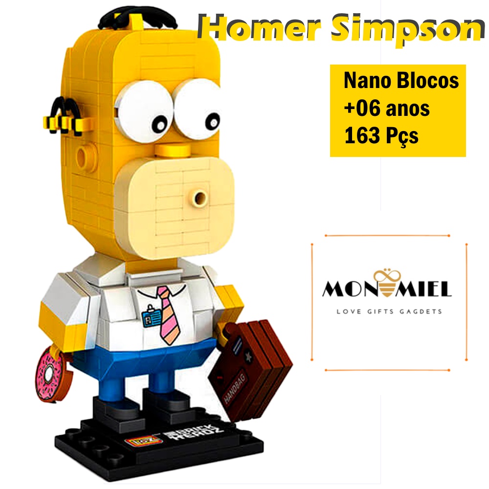 Simpsons Homer Simpson Boneco de Montar Nano Blocos Loz | Shopee Brasil