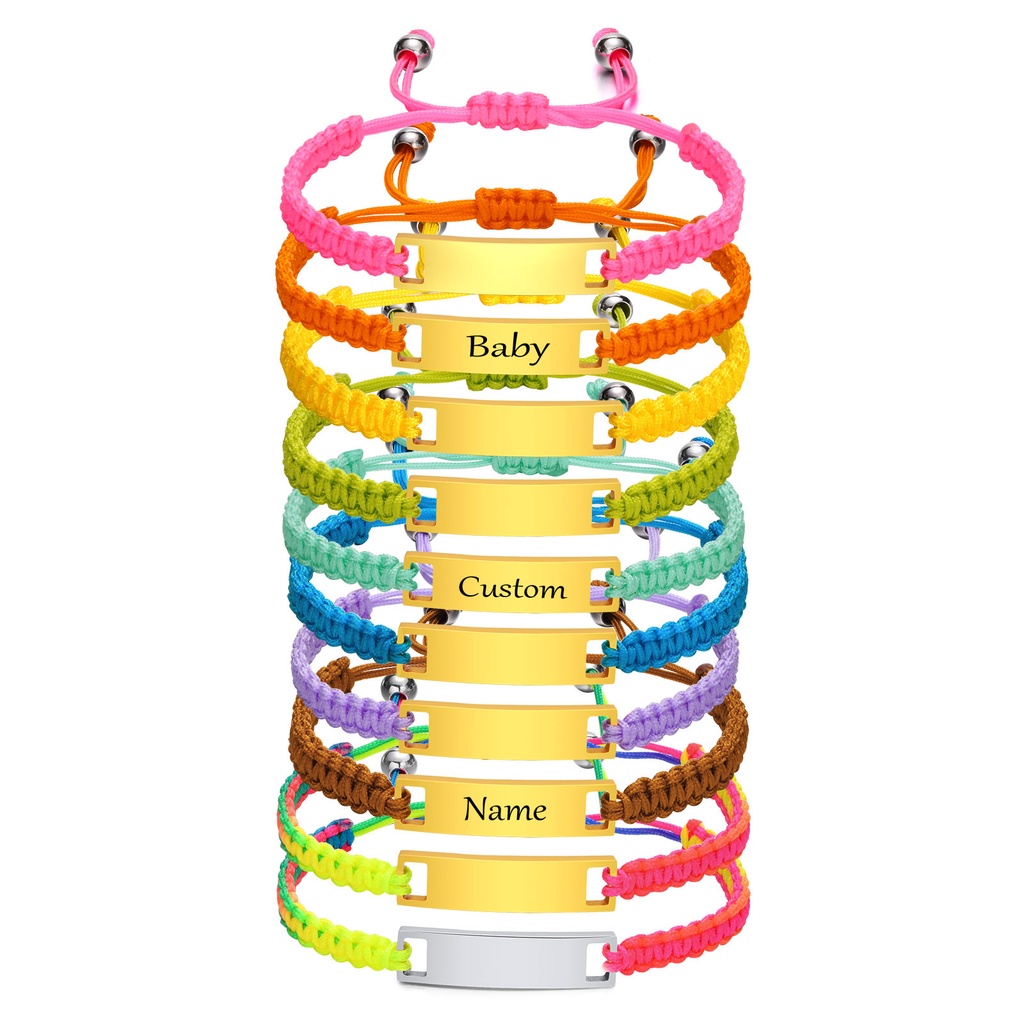 Vnox Pulseiras De Identificação Do Nome Bebê , Pulseira De Corda Trançada À Mão , Joias De Presente De Aniversário Para Crianças em Oferta na Shopee