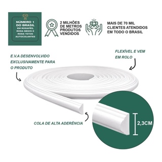 Roda Meio Boiserie De Eva Flexível Autocolante 2,3cm De Altura Rm61 - 6 a 10 Metros em Oferta na Shopee