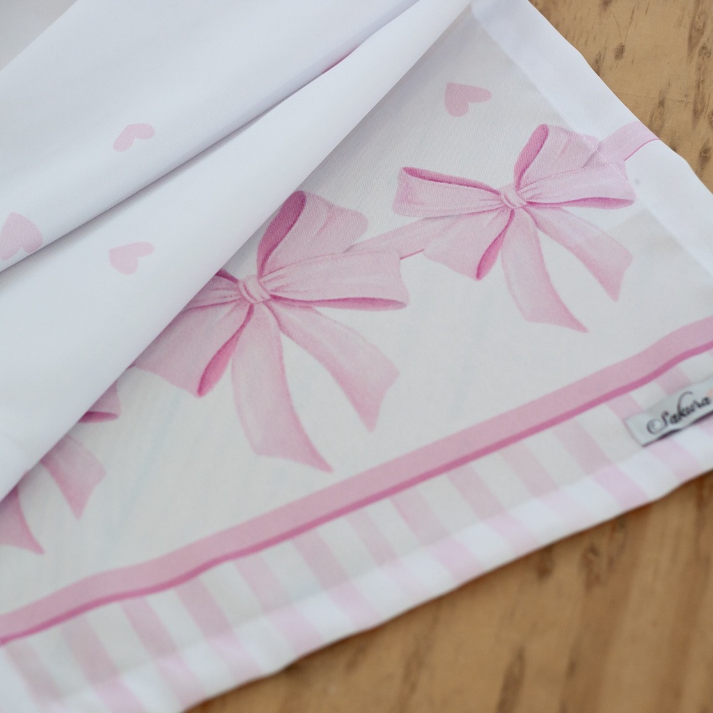 Caminho P/Mesa 1,30m x 40cm  - Estampa Digital Laço Rosa ( SAKURA ENXOVAIS) em Oferta na Shopee