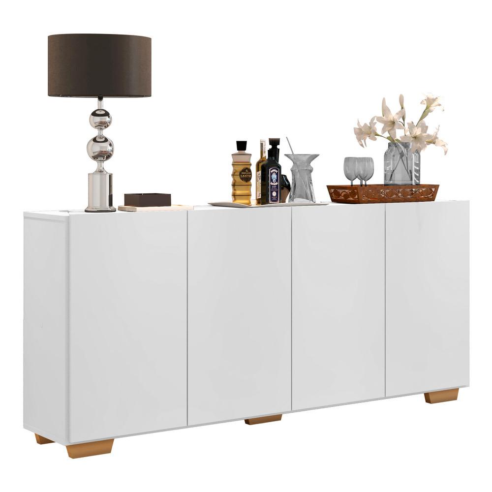 Aparador Buffet Multimóveis Veneza 4 Portas FG3557 Branco/Natural - Home & Living