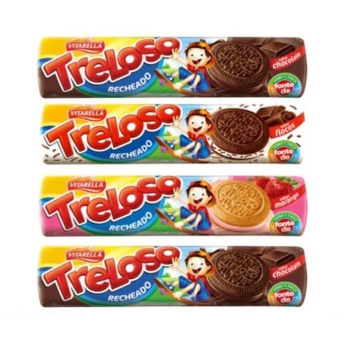 BISCOITO TRELOSO RECHEADO 120G COM 10 UNIDADES