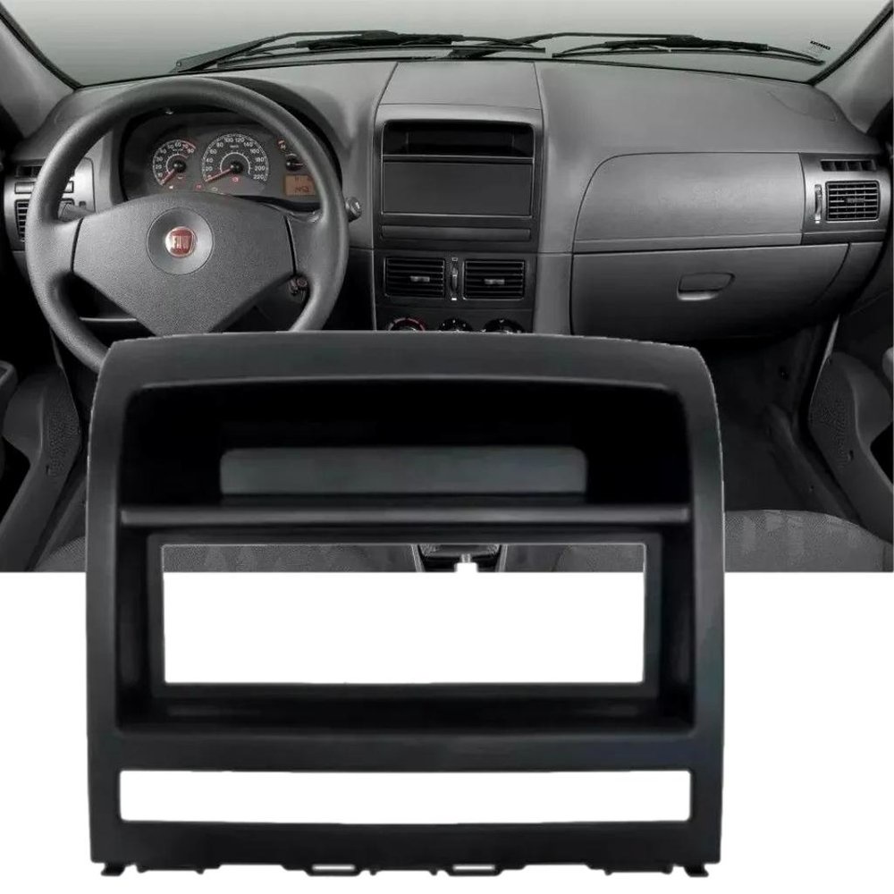 Moldura Painel Rádio 1 Din Palio Strada Idea 2003 a 2012 - Ap517 Preto