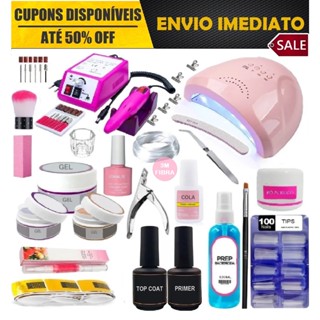 Kit Alongamento Unha Gel Profissional + Lixadeira Mercedes e Cabine Led Uv - Envio Imediato