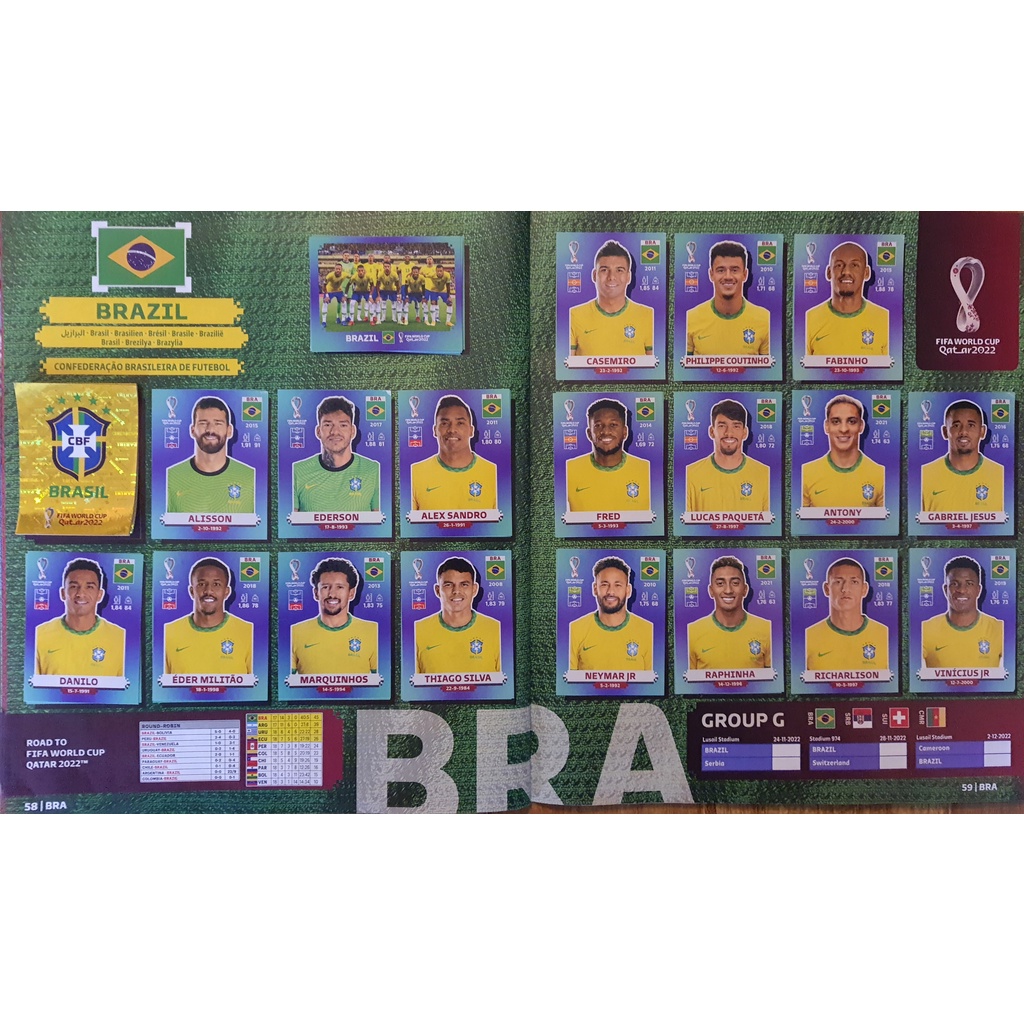 Figurinha Avulsa Brasil Álbum Copa do Mundo 2022 Seleção Brasileira Neymar