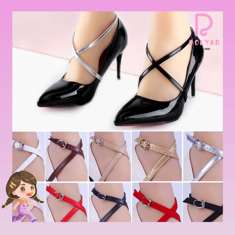 MOILY Women PU Cadarço Cruzado De Couro Salto Alto Ajustável Antiderrapante Fivelas De Metal Cinto De Calçado em Oferta na Shopee