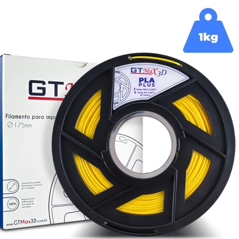 Filamento PLA Plus GTMAX3D para impressora 3D 1.75mm 1kg