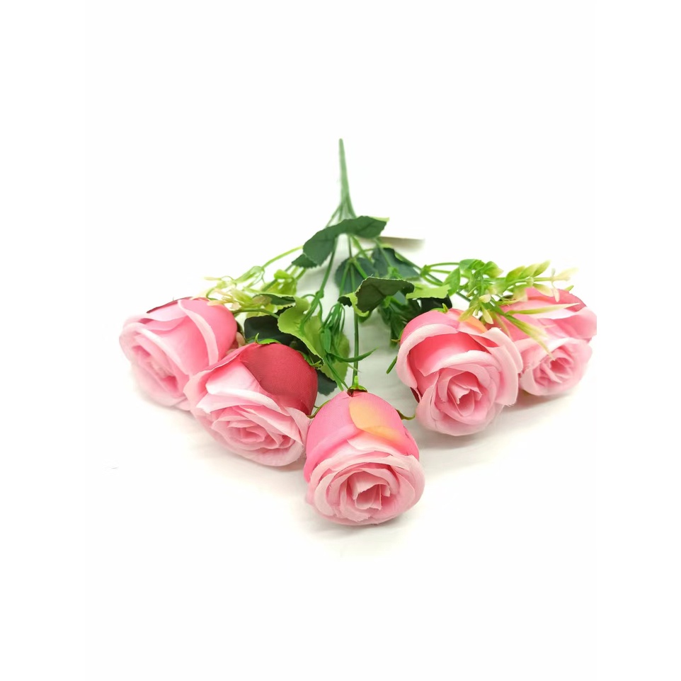 Rosa Artificial Buque Com 5 Flores Azul Tiffany Vermelho Salmão Branco Rosa  para Decoração | Shopee Brasil