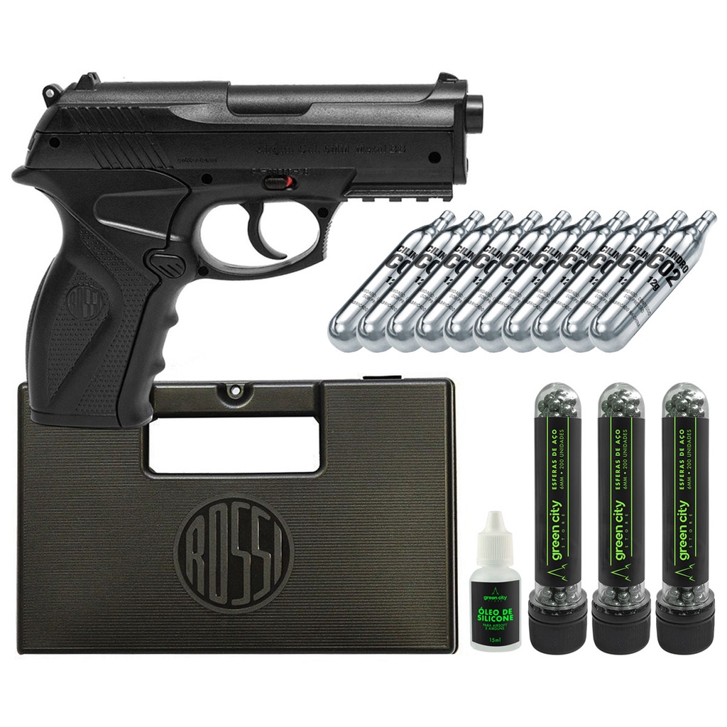 Pistola C11 De Pressão 6mm Rossi + Co2 E Esferas De Aço - Escorrega o Preço