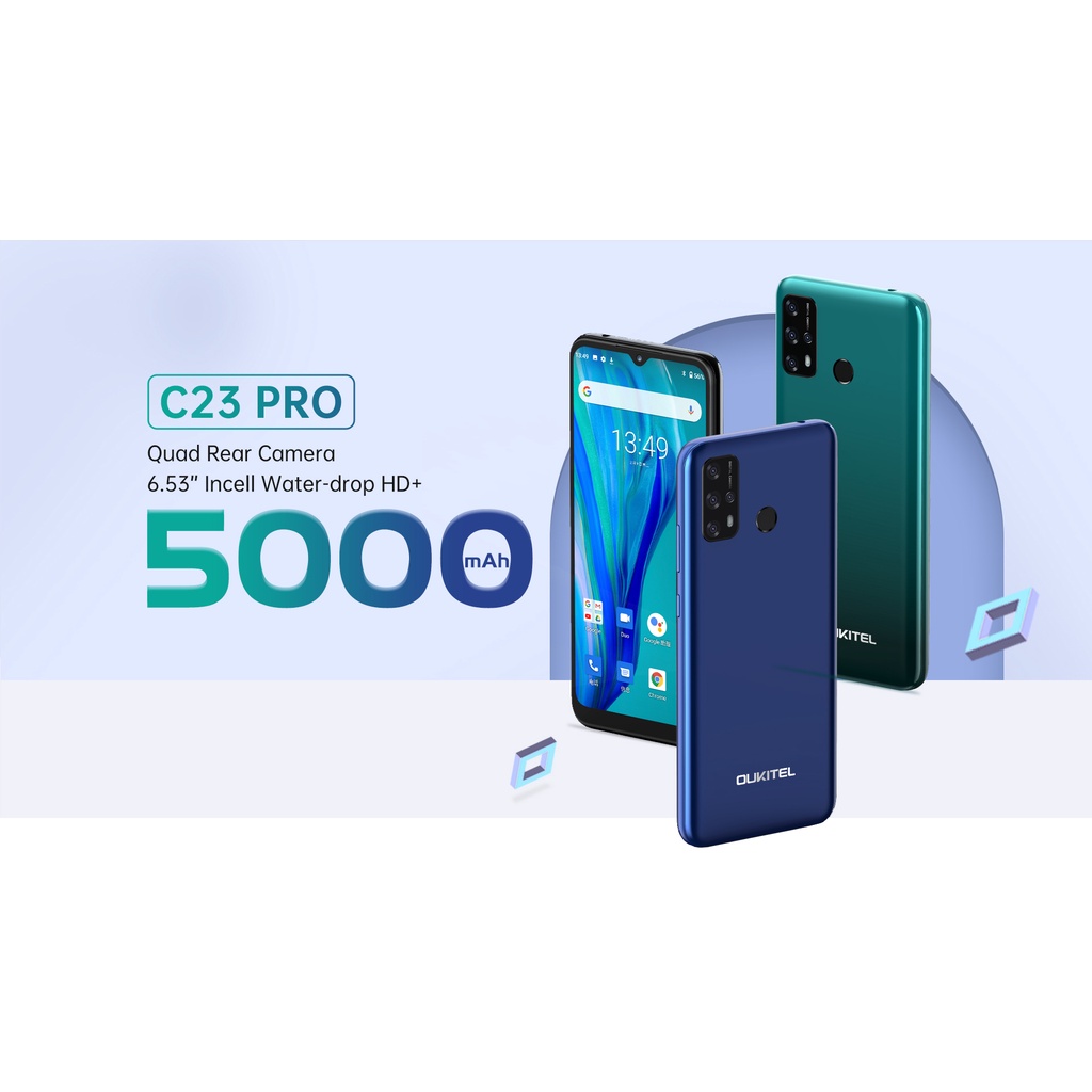 OUKITEL C23 Pro 5000mAh 4G Smartphone 6.53'Tela De Gota D 4GB + 64GB 13MP  Quad Câmeras Traseiras Android 10.0 Telefone Celular | Shopee Brasil