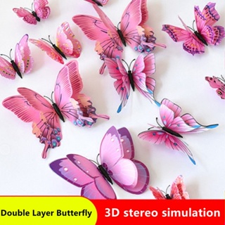 12 Adesivos De Parede Borboleta 3D Tridimensional Decoração Dupla Criativa Fundo Sala De Estar Quarto Casamento em Oferta na Shopee