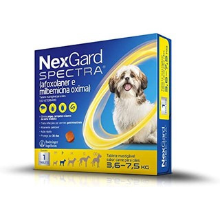 NexGard Spectra Antipulgas e Carrapatos e Vermífugo para Cães de 3,6 a 7,5kg em Oferta na Shopee